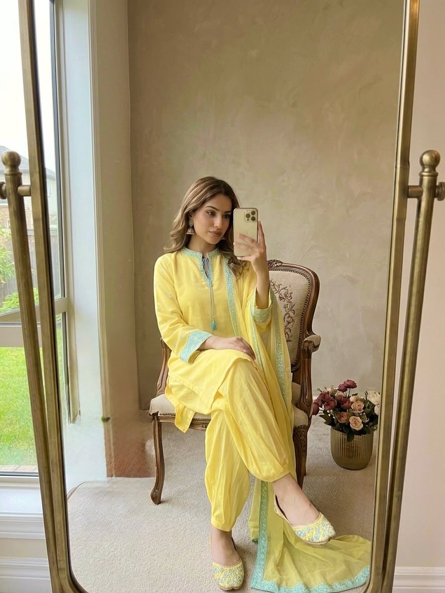 New Designer Party Wear Look Pure Natural Crep Sillk Top & Balloon Pants With Dupatta Set