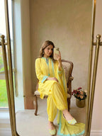 New Designer Party Wear Look Pure Natural Crep Sillk Top & Balloon Pants With Dupatta Set