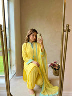 New Designer Party Wear Look Pure Natural Crep Sillk Top & Balloon Pants With Dupatta Set