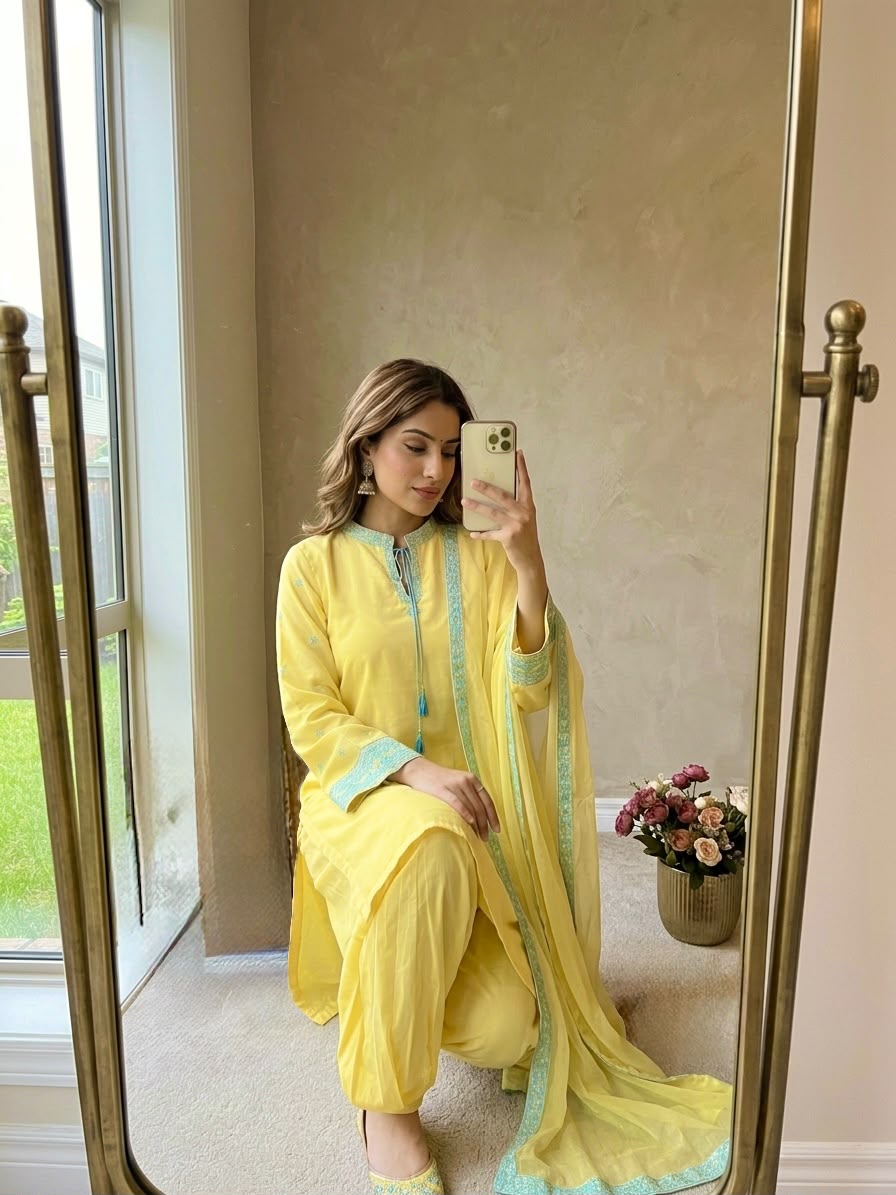 New Designer Party Wear Look Pure Natural Crep Sillk Top & Balloon Pants With Dupatta Set