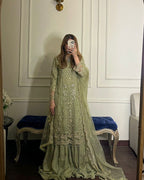 New Designer Party Wear Look Pure Heavy Faux Georgette Top Plazzo & Dupatta Set