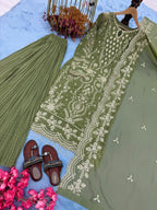 New Designer Party Wear Look Pure Heavy Faux Georgette Top Plazzo & Dupatta Set