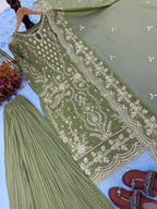 New Designer Party Wear Look Pure Heavy Faux Georgette Top Plazzo & Dupatta Set