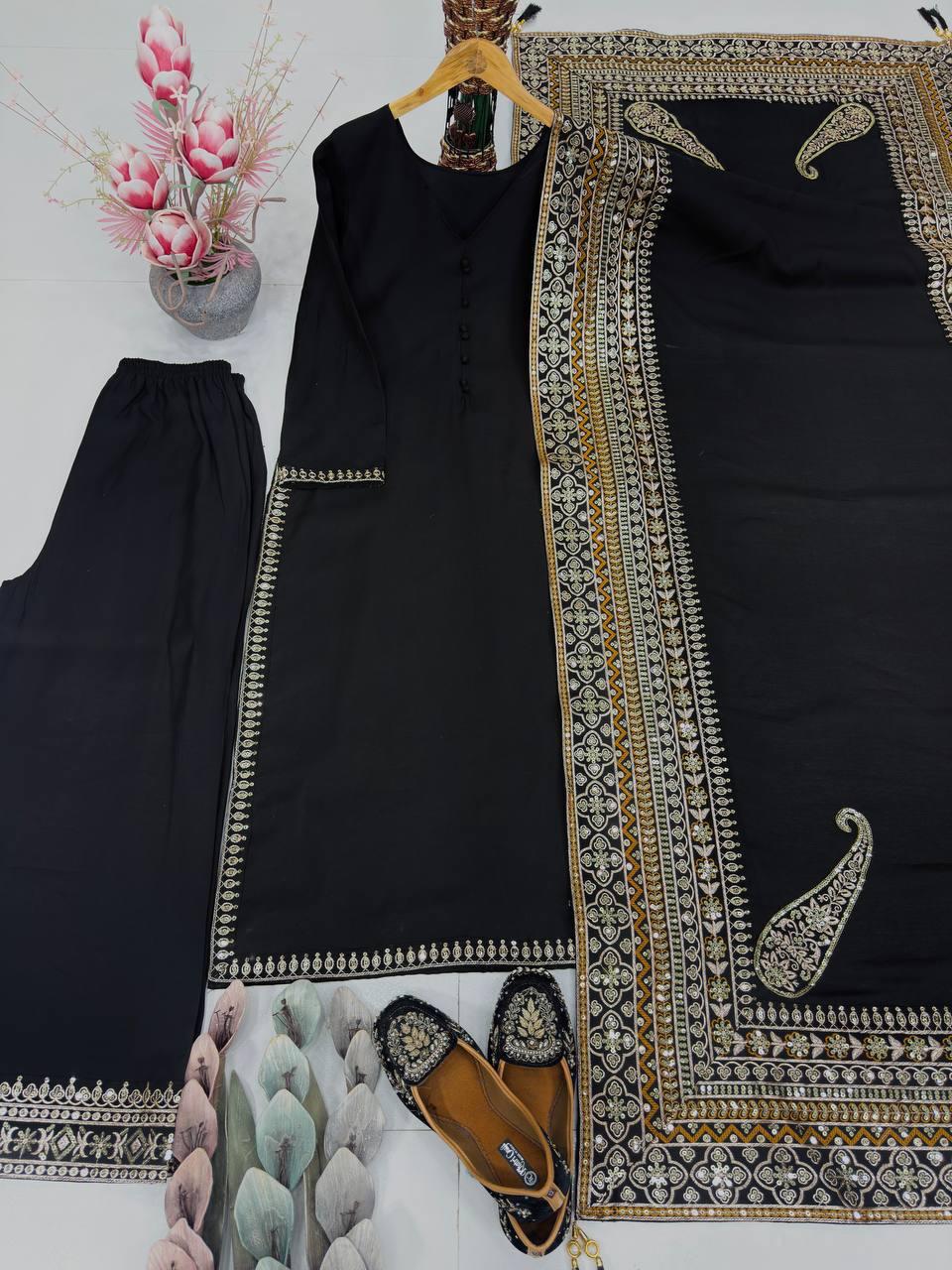 New Designer Paert Wear Look Stylish Stitched Suit
