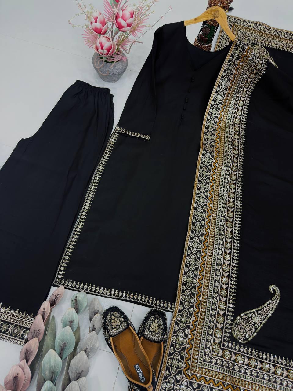 New Designer Paert Wear Look Stylish Stitched Suit