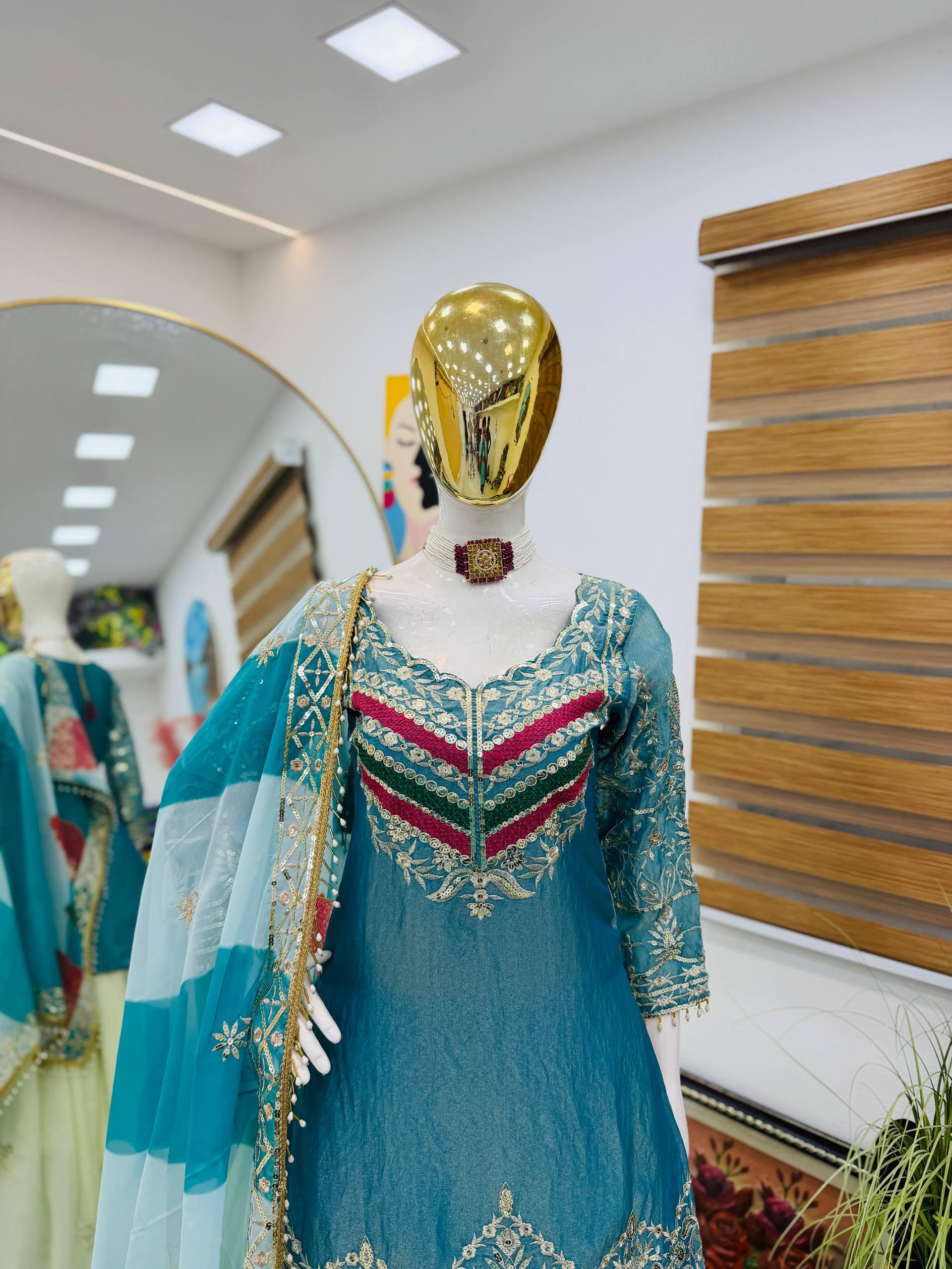 New Designer Party Look Stylish Top With  Lehenga & Dupatta Set