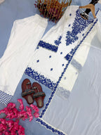New Designer Party Wear Look Pure Rayon Cotton Top & Farshi Palazzo With Dupatta Set