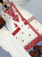 New Designer Party Wear Look Pure Rayon Cotton Top & Farshi Palazzo With Dupatta Set
