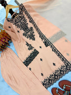 New Designer Party Wear Look Pure Rayon Cotton Top & Farshi Palazzo With Dupatta Set