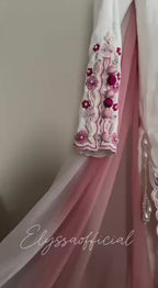 Ivory Crepe Silk Embroidered Sharara Set with Ombre Pink Dupatta