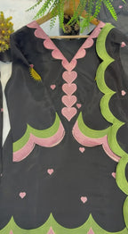 Women's Black Mal Chanderi Cotton Farshi Salwar Suit Set