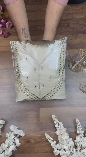 Bollywood Style Off-White Roman Glass Sharara Set