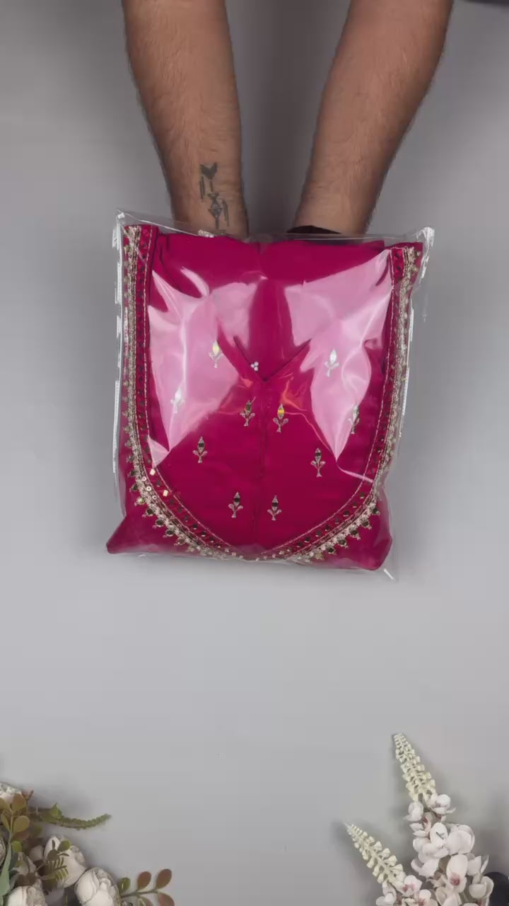 Rani Pink Elegance Mirror Work Sharara Set
