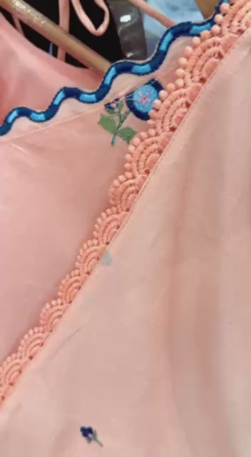 Pastel Peach Ethnic Motifs Embroidered Kurta Set with Dupatta
