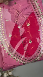 Rose Pink Embroidered Anarkali Kurta with Pants & Dupatta Set
