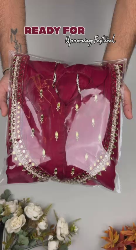 Maroon Magic Sharara Set