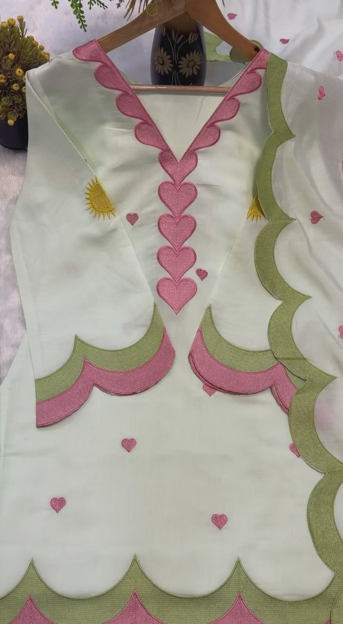 Pistachio Green and Pink Ethnic Farshi Shalwar Kameez Set